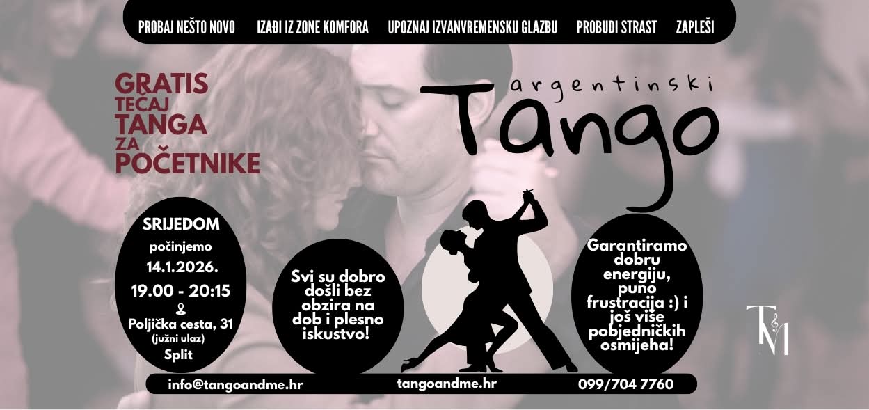 Free Argentine tango course for beginners 14.1.2026.